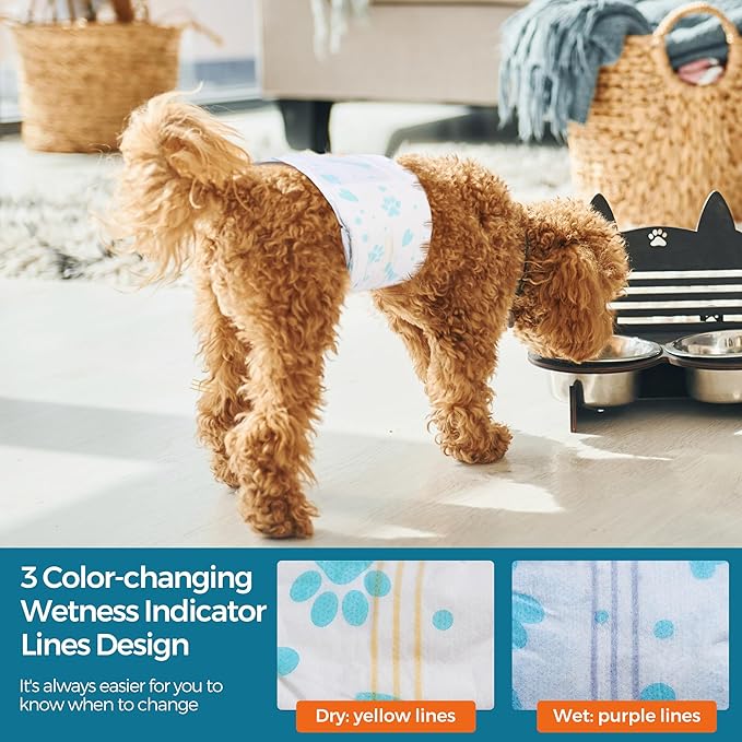 Male Dog Wrap, Disposable Dog Diapers, 40 Count, M (Waist 19.7”-23.6”), Wetness Indicator, Ultra Protection, Leak Proof, Super Absorbent, Soft