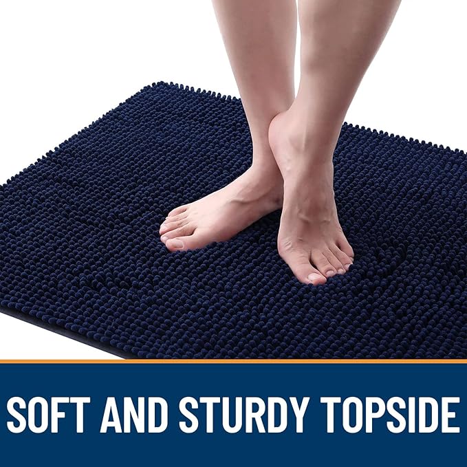 OLANLY Dog Door Mat for Muddy Paws 30x20, Absorbs Moisture and Dirt, Absorbent Non-Slip Washable Doormat, Quick Dry Chenille Mud Mat for Dogs, Entry Indoor Entryway Carpet for Inside Floor, Navy Blue