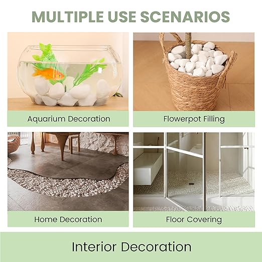 SIDONG 10 lbs White River Rocks, 1.2-2 Inches Matte Pebbles for Indoor Plants, Aquarium Rocks Used in Fish Tank, Decorative Stones for Plants, Vases, Home Décor, Crafting, Garden Landscaping