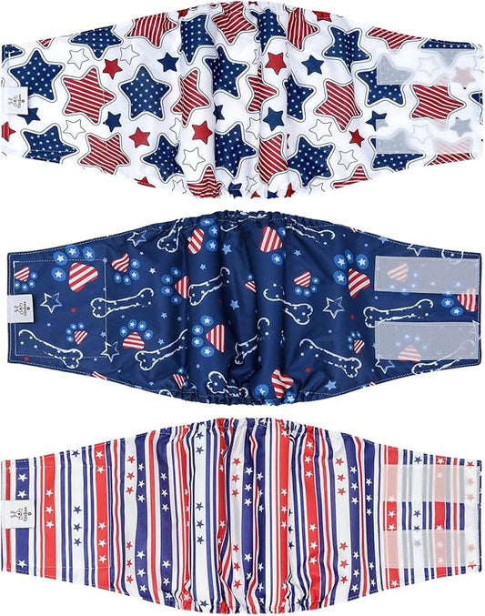 CuteBone Dog Diapers Male Belly Bands 3 Pack for Male Dogs Reusable Puppy Wraps DM66M