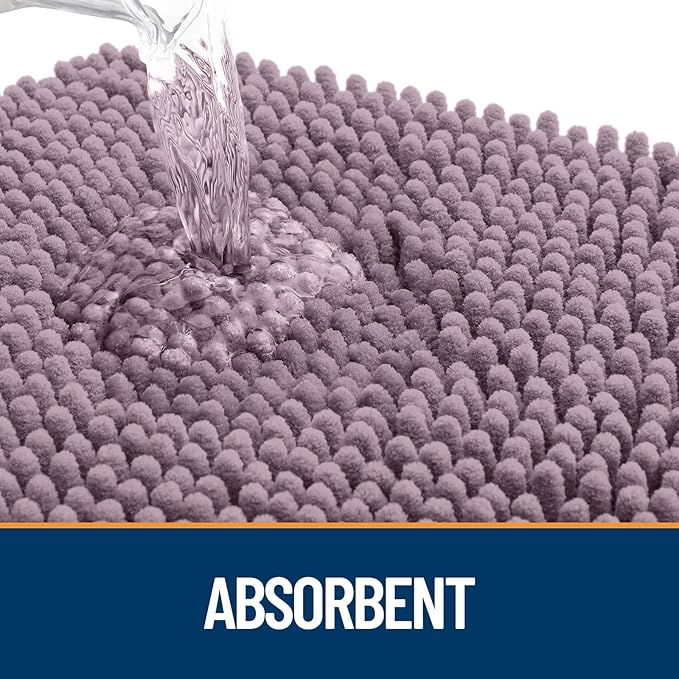 OLANLY Dog Door Mat for Muddy Paws 59x20, Absorbs Moisture and Dirt, Absorbent Non-Slip Washable Doormat, Quick Dry Chenille Mud Mat for Dogs, Entry Indoor Entryway Carpet for Inside Floor, Deep Plum