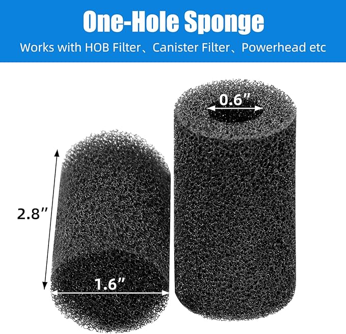 AQUANEAT 12-Pack Pre-Filter Sponge for Aquarium Shrimp Fry Fish Tank Filter Intake 0.6 Inch, Replacement Foam Cover