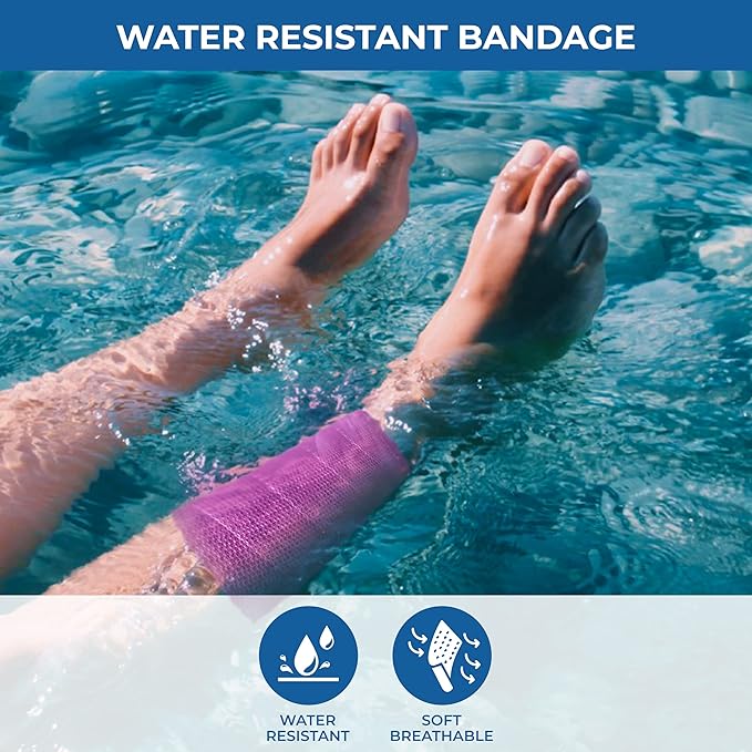 Self Adhesive Bandage Wrap - Pack of 08 Assorted Colors, Non-Woven, Breathable & Water-Resistant Vet Wrap for First Aid, Sports Injury, Body Sprains, & Pets (3 Inch Multicolor - 8 Pack)