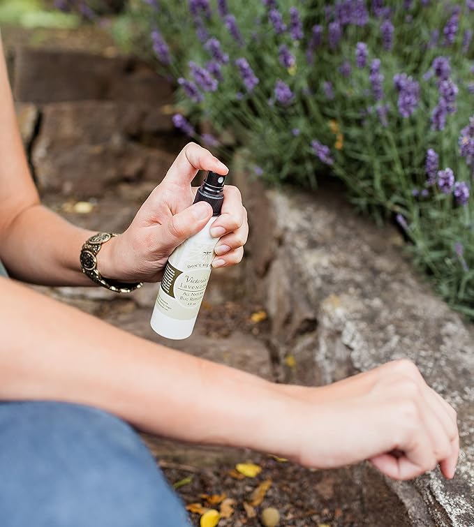 Victoria's Lavender Organic Don’t Bug Me Insect Spray DEET-Free with Lavender Essential Oils & Aloe Vera, Plant-Based Bug Spray for Sensitive Skin, Made in The USA - Outdoor, Hiking, Travel (Two 4oz)