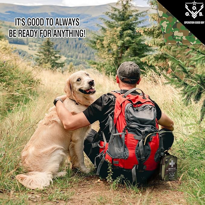 Operation Good Boy Tactical Pet First Aid Kit - Essential Supplies for Canine Mishaps - Lightweight, Waterproof Nylon Tote with Antiseptic Wipes, Antibiotic Ointment, Dressing, and Gauze