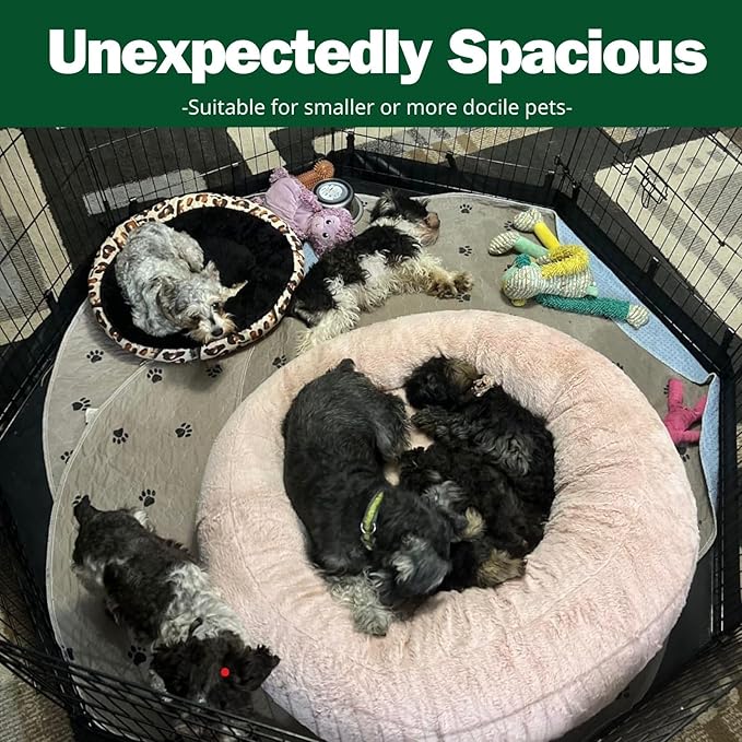 PJYuCien Dog Playpen, 8 Panels 36’’H Dog Pens Indoor with Bottom Pad, Metal Foldable Pet Puppy Exercise Fence Crate Kennel, Better for Medium Animals,Black