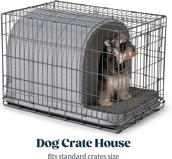 Orthopedic Dog Bed House - Dog House Indoor with Egg-Crate Foam - Tent Bed with Waterproof Lining & Nonskid Bottom, Ideal for Large Breeds & Fits 36-Inch Crate - 35"x22", Charcoal