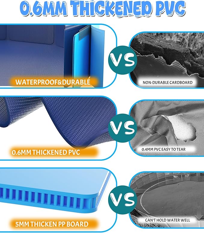 Large Foldable Dog Pool 87"x16", Hyperzoo Oversize Foldable Dog Swimming Pool, Hard Plastic PVC Leakproof Doggie Wading Collapsible Pet Bathing Tub for Puppy Small Medium Large Dogs and Kids, Blue