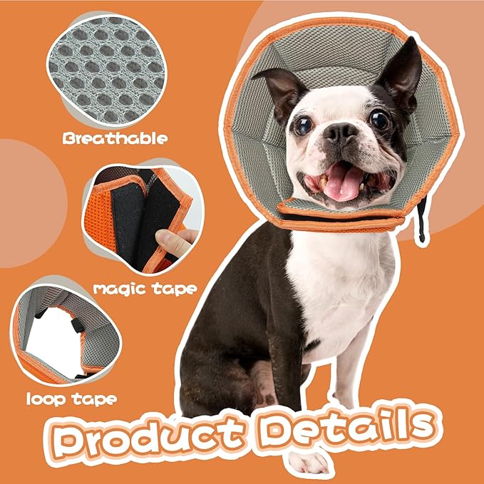 Dog Cone for Large Dogs After Surgery, Soft Dog Cone Collar for Dogs to Stop Licking, Adjustable Comfy E-Collar Alternative Lightweight Post-Surgery Recovery Elizabethan Collar for Pet