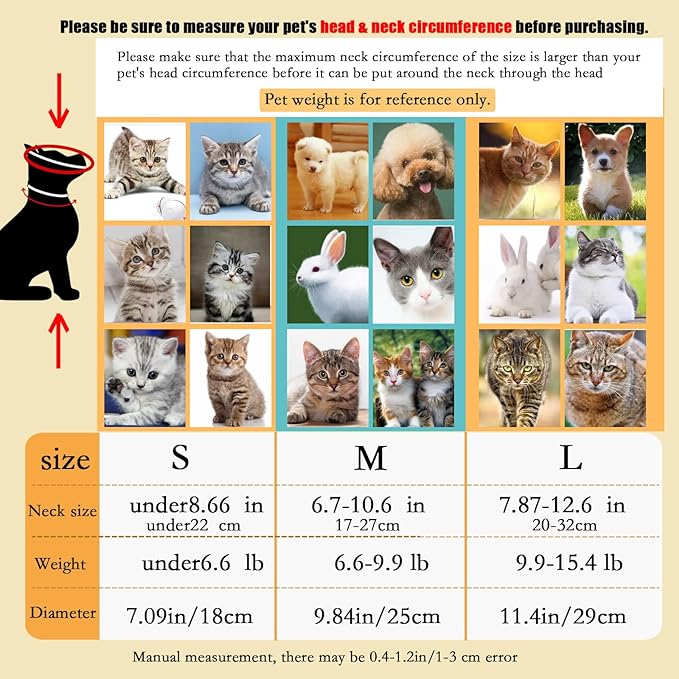 Cat Recovery Soft Collar.Cute Orange Shape, Waterproof Soft Recovery Collar. Anti-bite and Anti-Lick Wound Healing Safe Adjustable Elizabethan Collar.(L)