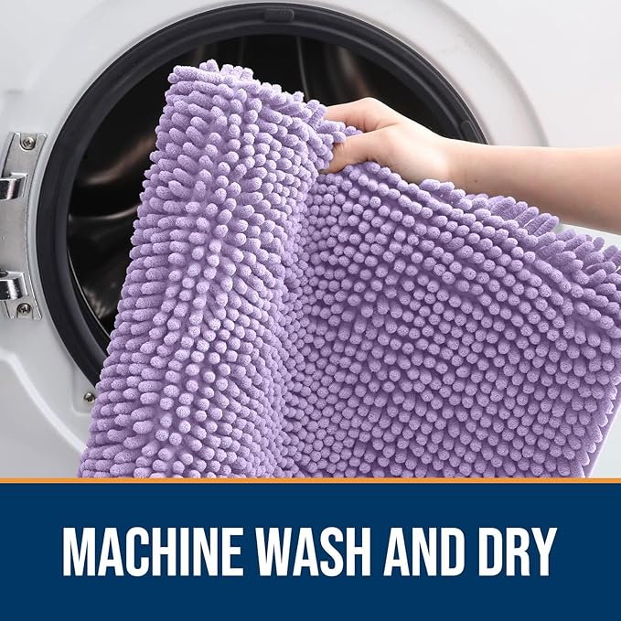 OLANLY Dog Door Mat for Muddy Paws 36x24, Absorbs Moisture and Dirt, Absorbent Non-Slip Washable Doormat, Quick Dry Chenille Mud Mat for Dogs, Entry Indoor Entryway Carpet for Inside Floor, Lavender