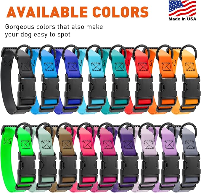 Dogline Biothane Waterproof Dog Collar with Quick Release Buckle Strong Coated Nylon Webbing with Odor- Proof for Easy Care Easy to Clean Fits Small Medium Large Dogs, Pink 5/8" W 9-14" L