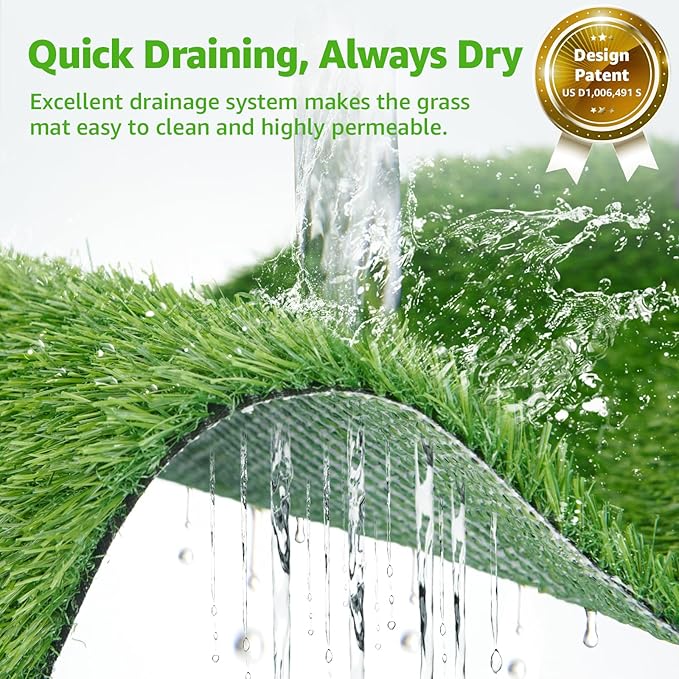 Dog Grass Large Potty Patch, Dog Litter Boxes Artificial Grass Bathroom Turf for Pet Training, Washable Puppy Pee Pad, Perfect Indoor/Outdoor Portable Potty Pet Loo (Tray system-35"X22.6")