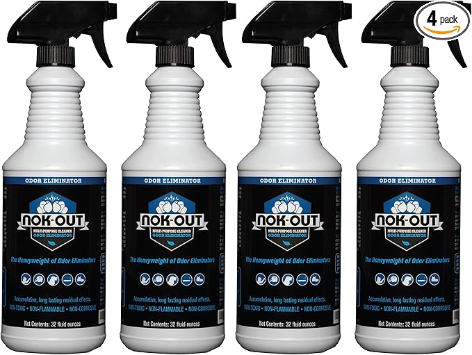 NOK OUT Odor Remover, Pet Deodorizer and Cleaning Spray, Made in the USA, 32 Fluid Ounce Spray, 4-Pack