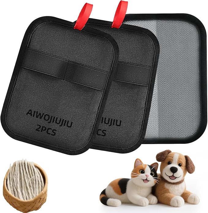 Pet Hair Removal Glove – Upgraded Electrostatic Pet Hair Remover Gloves for Cats & Dogs (Black, L)