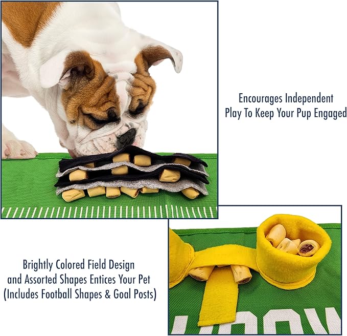 NFL Kansas City Chiefs Dog Snuffle Mat – Interactive Pet Slow Feeder, Football Field Design Food Puzzle Toy for Dogs & Cats, Foraging Activity Mat for Smarter Feeding