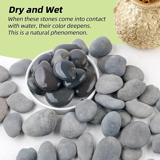 7LB River Rocks,Mexican Beach Pebbles for Plants,Potting,Garden Landscape Stone Paving Stone Grey 1Inch - 2Inch