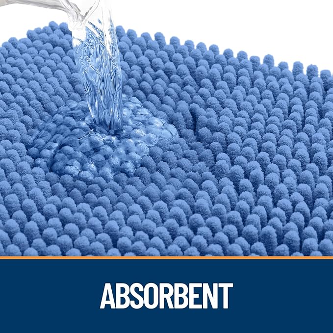 OLANLY Dog Door Mat for Muddy Paws 24x16, Absorbs Moisture and Dirt, Absorbent Non-Slip Washable Doormat, Quick Dry Chenille Mud Mat, Entry Indoor Entryway Carpet for Inside Floor, Cornflower Blue