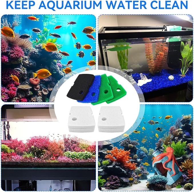 Canister Filter Pads Compatible with Penn Plax Cascade 1200/1500 CCF4UL/CCF5UL Replacement Canisters Filters Sponges for Aquariums Fish Tank Turtle Tank