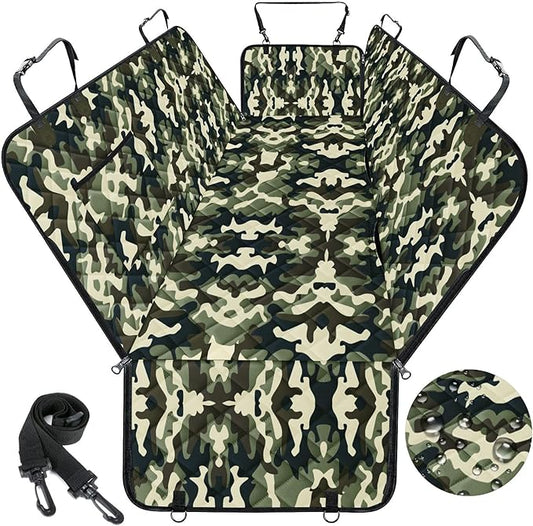 Dog Car Seat Cover, Durable Waterproof Scratch Proof Nonslip Dog Hammock, Pet Back Seat Covers with Pocket for Cars SUVs and Trucks - S, Camouflage