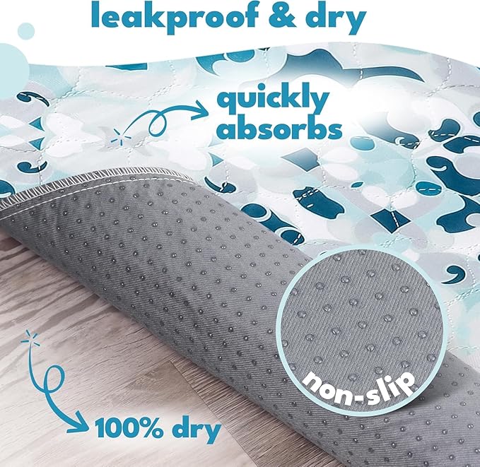 NALALAS Large Washable Pee Pads for Dogs | Reusable, Waterproof & Ultra Absorbent Puppy Pads | Dog Pee Pads, Anti-Slip, Leakproof & Quick Dry Pet Training Mat | Whelping Pad, Puppy Mat & Crate Pad