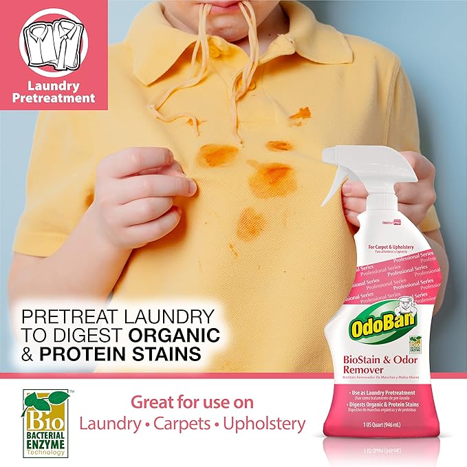 OdoBan Professional Cleaning and Odor Control Solutions, Ready-to-Use Biostain and Odor Remover, Made in the USA, 32 oz Spray Bottle and 1 Gallon