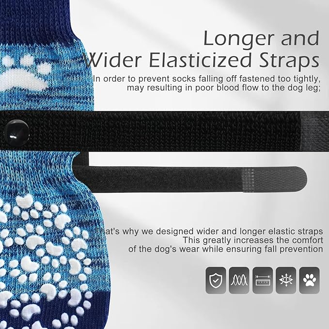 EXPAWLORER Anti Slip Dog Socks to Prevent Licking Paws, Dog Shoes for Hot Pavement, Dog Booties for Small Medium Large Senior Dogs, Traction Control Dog Boots & Paw Protectors for Hardwood Floors