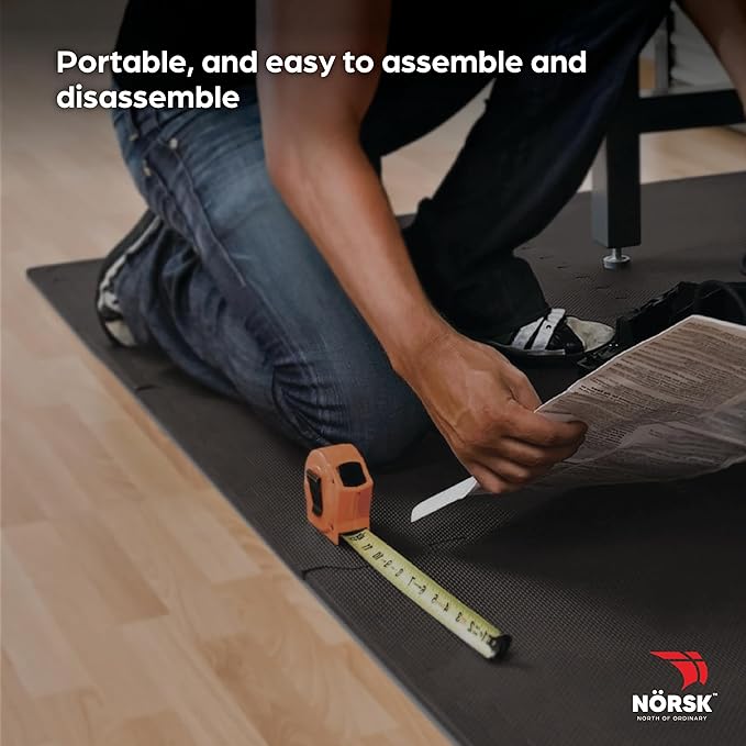 Norsk Multi-Purpose Reversible Floor Mats - EVA Interlocking Foam Tiles (Gray/Black 16 Tiles - 64 sq. Ft. 1/2" Thick)