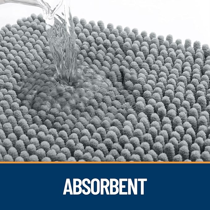 OLANLY Dog Door Mat Set 4-Piece 30x20, Absorbs Moisture and Dirt, Absorbent Non-Slip Washable Doormat, Quick Dry Chenille Mud Mat for Dogs, Entry Indoor Entryway Carpet for Inside Floor, Grey