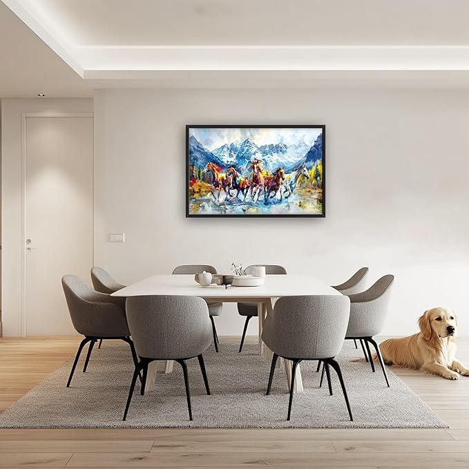 Horse Large Wall Art Running Horses Pictures Colorful Horse Mountain Landscape Wall Decor Wild Animal Nature Canvas Print Painting Artwork for Bathroom Living Room Bedroom 36L" x 24W"