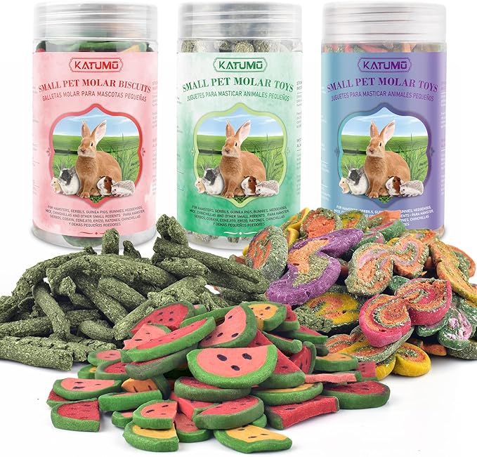 KATUMO Rabbit Chew Treats - 430g Mixed Natural Timothy Hay Pumpkin Carrot Beet Spinach Chew Toys for Rabbit Guinea Pig Hamster Bunny Chinchilla Gerbil Small Rodent Pets