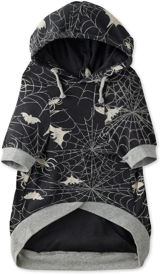 Rocky – The Orginal Lightweight Hooded TEE 100% Organic Cotton Dog Hoodie Pet Coat Sweater for Small, Medium, Large Dogs, Batty Black, Large