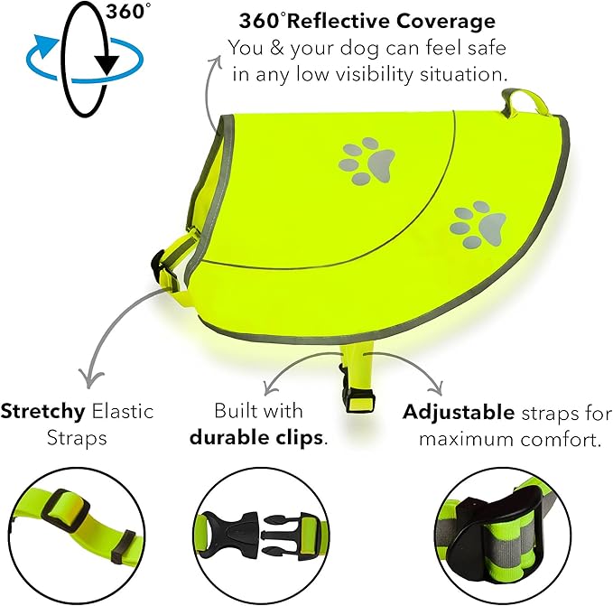 Dog Reflective Vest - Comfortable Jacket Safety Hunting, High Visibility for Dogs with Elastic Straps and Clasp Closure- Yellow, XX-Large