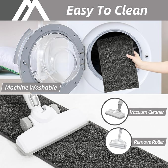 COSY HOMEER Edging Stair Treads Non-Slip Carpet Mat 28inX9in Indoor Stair Runners for Wooden Steps, Edging Stair Rugs for Kids and Dogs, 100% Polyester TPE Backing (10pc, Black)