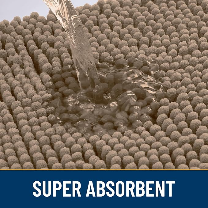 Smiry Dog Door Mat for Muddy Paws 48x30, Absorbs Moisture and Dirt Doormat, Non-Slip Washable Quick Dry Chenille Front Door Mat Indoor Entrance, Entryway Carpet for Inside Floor, Camel