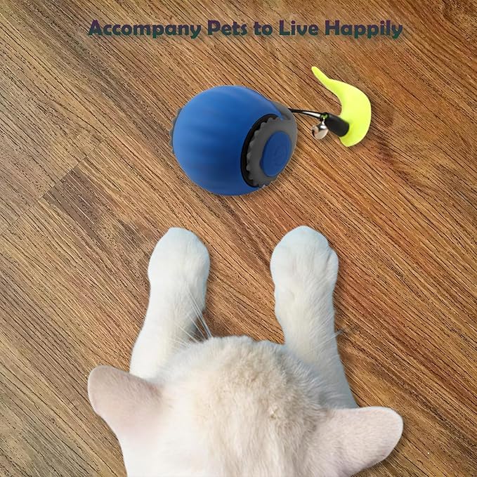 Smart Speedy 3.0 Interactive Cat Ball with Auto Obstacle Avoidance - Indoor Kitten Toy for Mental Stimulation & Playtime Fun ，2025 Edition (Blue)