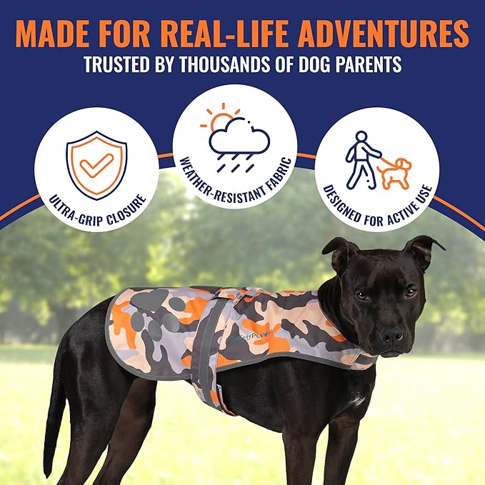 Dog Reflective Vest – Hi-Vis Fluorescent Visibility That Helps to Safeguard Your Pet On/Off Leash in Urban & Rural Areas (Camo, X-Small)
