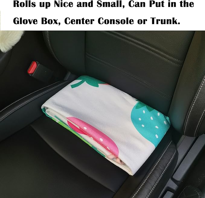 Car Seat Cover Protector Front Seats,for Gym Workout,Running,Swimming,Beach and Hiking,Waterproof Sweat Towel Bucket Seat Covers for Cars SUV Trucks (Strawberry, 1Pcs)