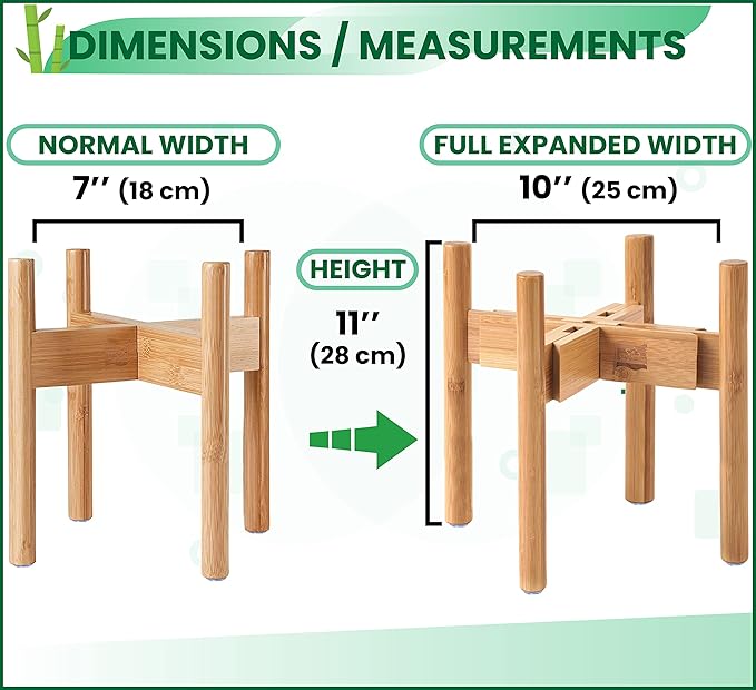 Dog Bowl Stand for Large Dogs - Raises Feeders and Bowls to 12-inch High, Expandable Sideways, Compatible to Various Sizes of Slow Feeders, Water Dishes and Fountains - Bamboo