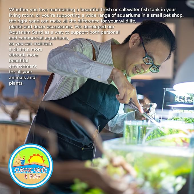 CLASSIC SAND & PLAY Natural Aquarium Sand for Freshwater and Saltwater Tanks, 20 lb. Bag, Improves Filter Life and Filtration Process, Pre-Washed Fine Sand, Blue