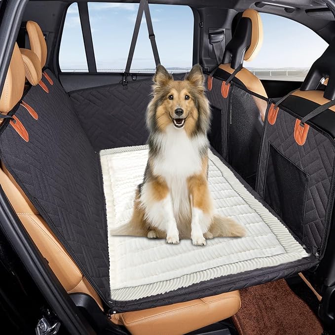 VClife Dog Bed Mat for Car, Anti Slip Pet Bed Travel Pad Comfortable Furry Dog Car Seat Cover for Backseat Extender, Washable Pet Cushion Bed Mat for Indoors & Outdoors (Beige, 51"×23.6")