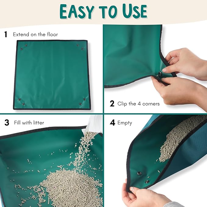 Travel Litter Box for Cats Small & Foldable - Non-Stick Portable Litter Box for Cat Traveling, No-Mess, Collapsible Litterbox (Essentials Traveling with Cats by Car, Plane, and Camping)