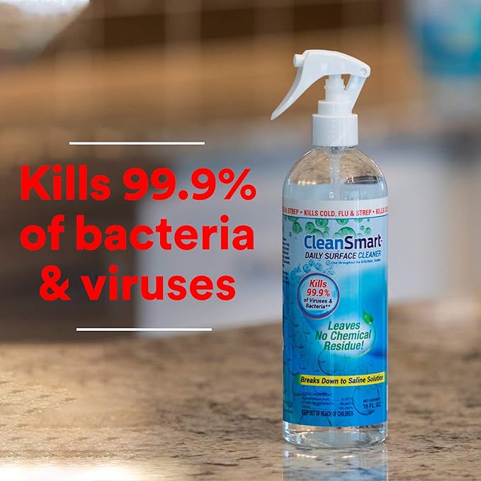 CleanSmart Daily Surface Spray Disinfectant, Kills 99.9% of Viruses, Bacteria, Mold & Fungus, 16 oz Bottle (Pack of 3)