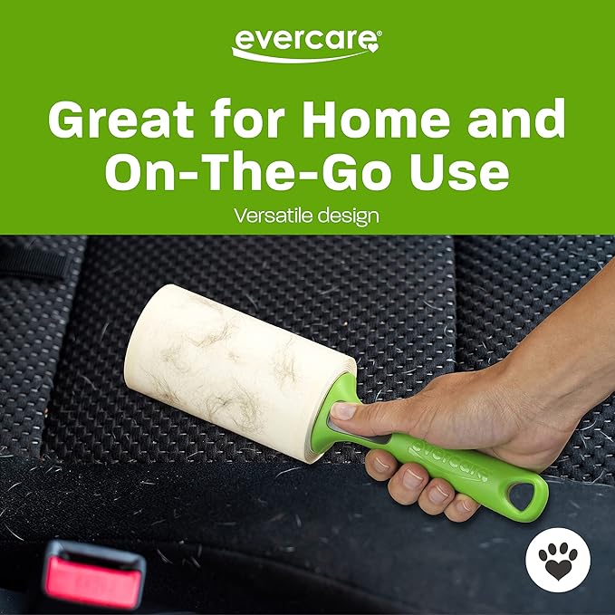Evercare Giant Extreme Stick Lint Roller Brushes with 60 Easy-Peel Sheets, Pack of 5 Refillable Lint Rollers for Hair and Debris (300 Sheets Total)