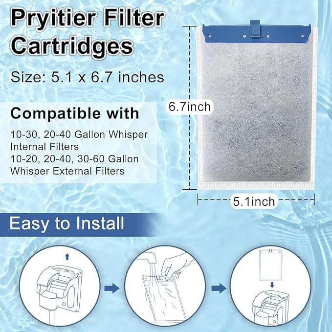 9 Pack Filter Cartridge for Whisper Bio-Bag Filters, Large Aquarium Replacement Filter Cartridges for Whisper Filters 20i,40i/IQ20,30,45,60/PF20,30,40,60 and ReptoFilter