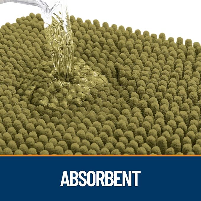 OLANLY Dog Door Mat for Muddy Paws 30x20, Absorbs Moisture and Dirt, Absorbent Non-Slip Washable Doormat, Quick Dry Chenille Mud Mat, Entry Indoor Entryway Carpet for Inside Floor, Willow Green