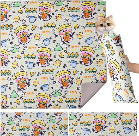 Cat Wrap for Grooming,Cat Wrap for Cutting Nails,Self-Adherent Soft Cat Blanket，Restrain the Cat to Keep Calm,Anti-Bite, Anti-Scratch, Wrap anti-Escape Grooming Bags for Cats ( within 16lbs)