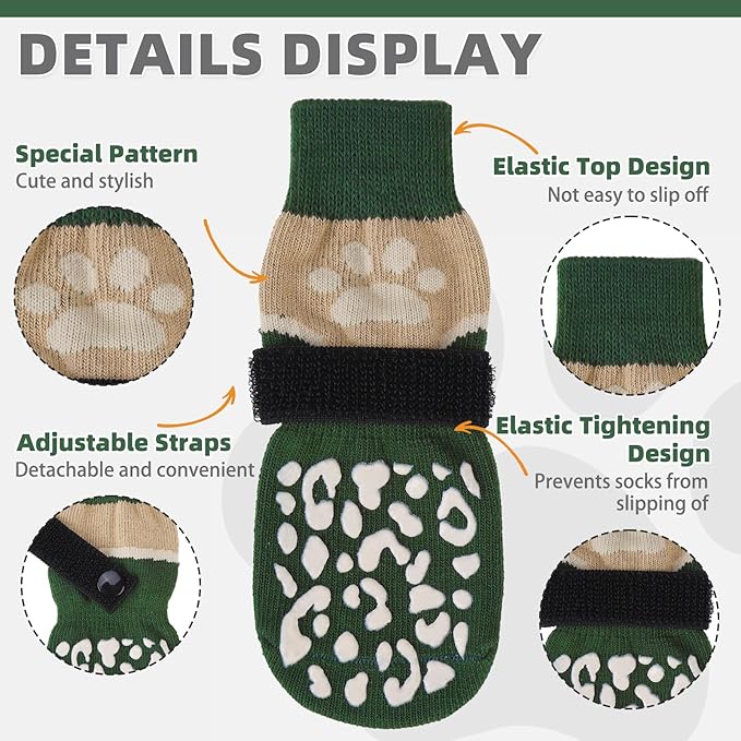 KOOLTAIL Dog Socks for Hot/Cold Pavement to Prevent Licking Paws Scratching,Anti Slip Pet Boots&Paw Protector for Hardwood Floors,Traction Control Grip Booties for Small Medium Large Senior Dogs M