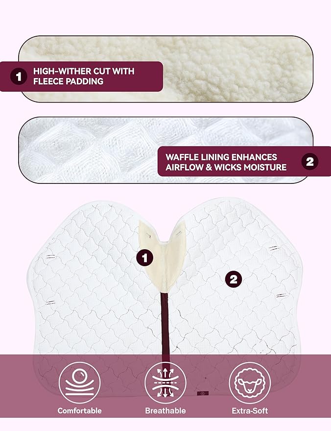 Close Contact Non-Slip Design Horse Riding Pad Moisture-Wicking Shock Absorbing English Saddle Pad for Horses