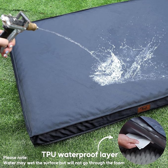 Outdoor Waterproof XL Dog Bed, Dog Bed for Large Dogs, Orthopedic Egg Foam Pet Bed with Washable and Removable Oxford Cooling Cover, Navy